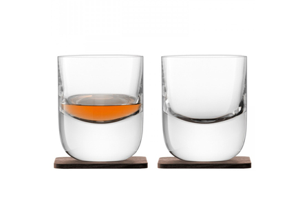 Набор из 2 стаканов "Renfrew Whisky" с деревянными подставками 