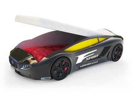 Кровать-машина "КарлСон Roadster Лексус" с подъемным механизмом, с подсветкой дна и фар