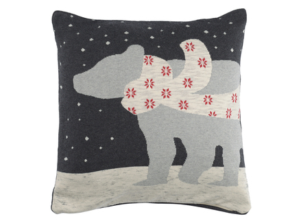Чехол на подушку вязаный с новогодним рисунком "Рolar bear" из коллекции New year essential, 45х45 см