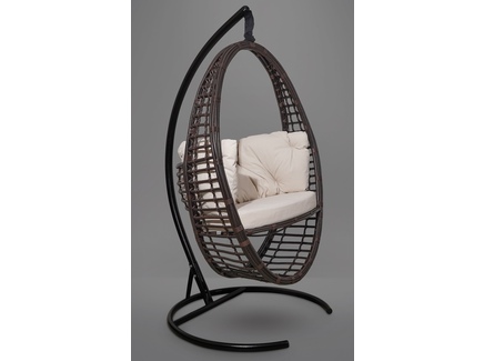 Подвесное кресло-кокон "Derbent" коричневое с бежевой подушкой