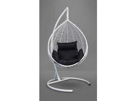 Подвесное кресло-кокон "SEVILLA" белое с черной подушкой