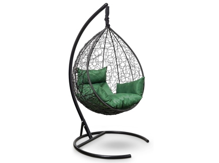 Подвесное кресло-кокон "SEVILLA" черное с зеленой подушкой