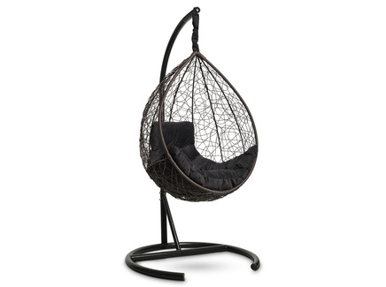 Подвесное кресло-кокон "SEVILLA COMFORT" коричневое с черной подушкой