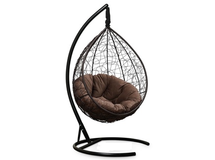 Подвесное кресло-кокон "SEVILLA VERDE VELOUR" коричневое с коричневой подушкой