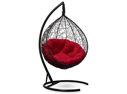Подвесное кресло "SEVILLA VERDE VELOUR" черное с красной подушкой