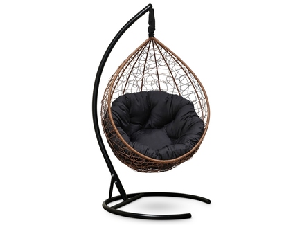 Подвесное кресло "SEVILLA VERDE" горячий шоколад с черной подушкой