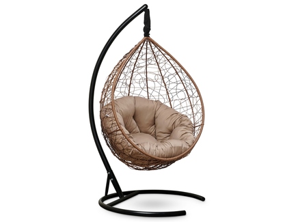 Подвесное кресло "SEVILLA VERDE" горячий шоколад с бежевой подушкой