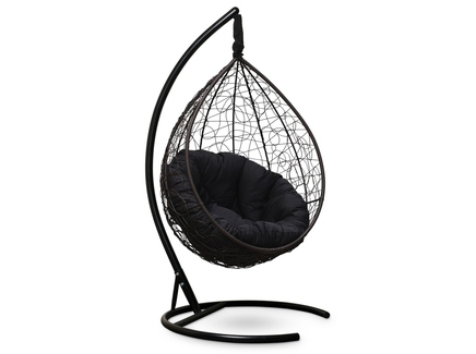 Подвесное кресло "SEVILLA VERDE" коричневое с черной подушкой