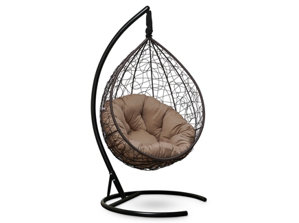 Подвесное кресло "SEVILLA VERDE" коричневое с бежевой подушкой
