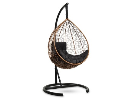 Подвесное кресло-кокон "SEVILLA COMFORT" горячий шоколад с черной подушкой