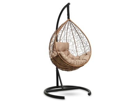Подвесное кресло-кокон "SEVILLA COMFORT" горячий шоколад с бежевой подушкой
