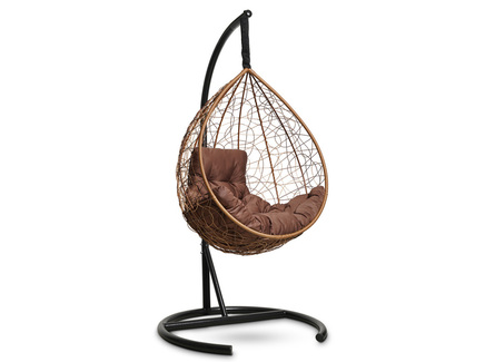 Подвесное кресло-кокон "SEVILLA COMFORT" горячий шоколад с коричневой подушкой