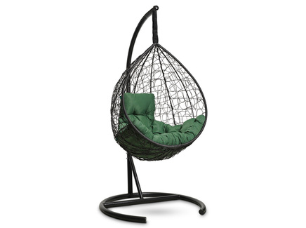 Подвесное кресло-кокон "SEVILLA COMFORT" черное с зеленой подушкой