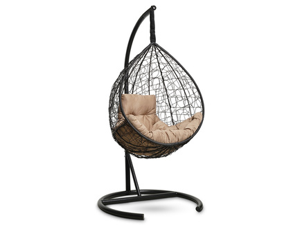 Подвесное кресло-кокон "SEVILLA COMFORT" черное с бежевой подушкой
