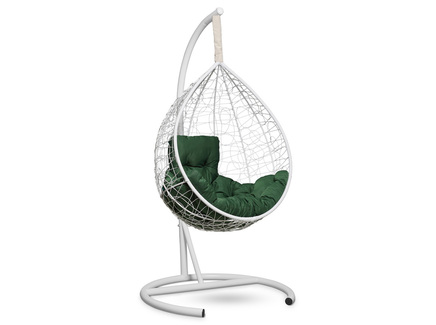 Подвесное кресло-кокон "SEVILLA COMFORT" белое с зеленой подушкой