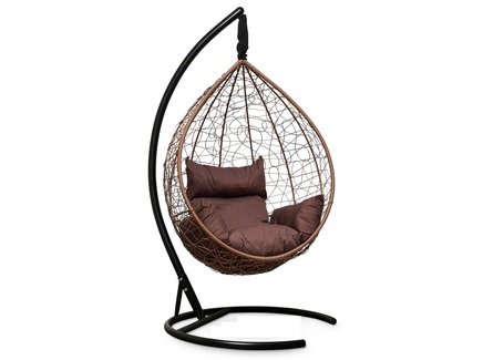 Подвесное кресло-кокон "SEVILLA" горячий шоколад с коричневой подушкой