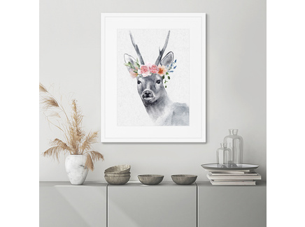 Репродукция картины в раме "Graceful deer No1"