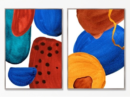 Набор из 2-х репродукций картин на холсте "Forms and colors, composition No40"
