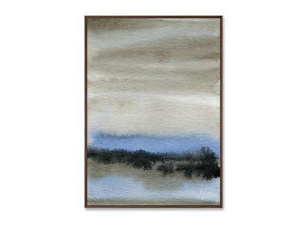 Репродукция картины на холсте "Autumn sky, forest and river"