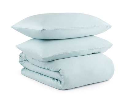 Комплект постельного белья двуспальный из сатина голубого цвета из коллекции "Essential"