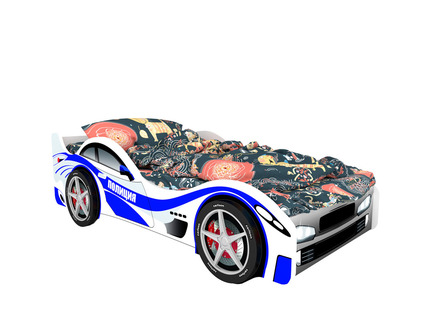 Кровать-машина "КарлСон Полиция" (с объемными колесами и подсветкой)
