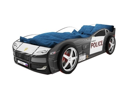Кровать-машина "КарлСон Турбо Полиция 2" (с объемными колесами)