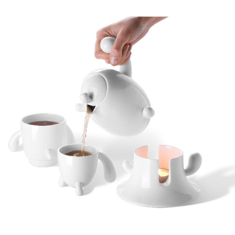 Набор для чаепития с чайником  «Кактус» белый